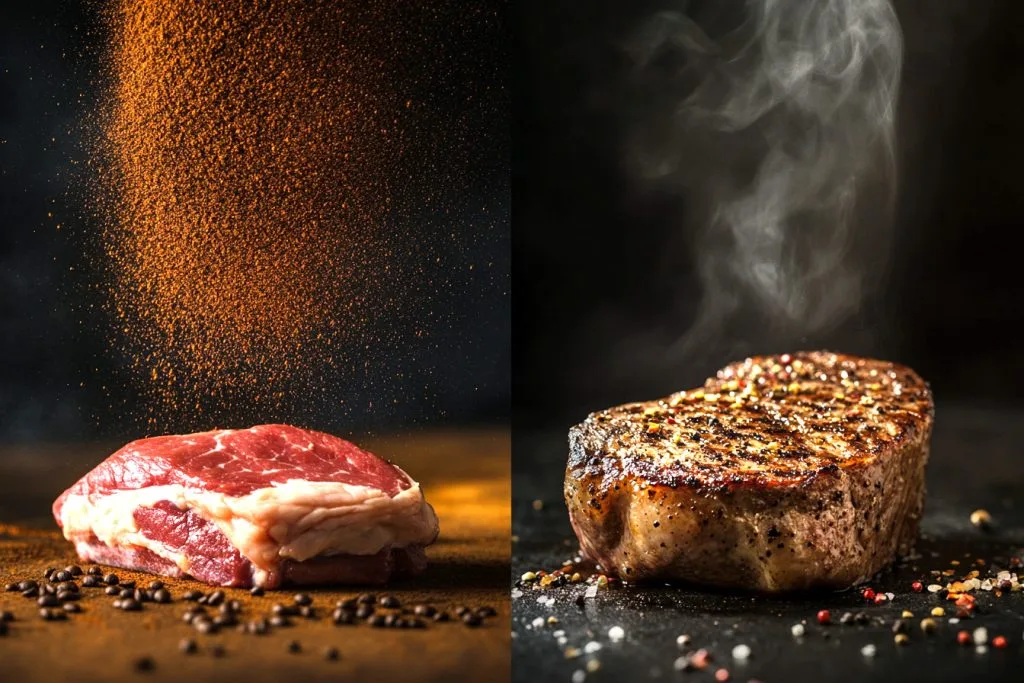 Comparaison de viande avec marc de café