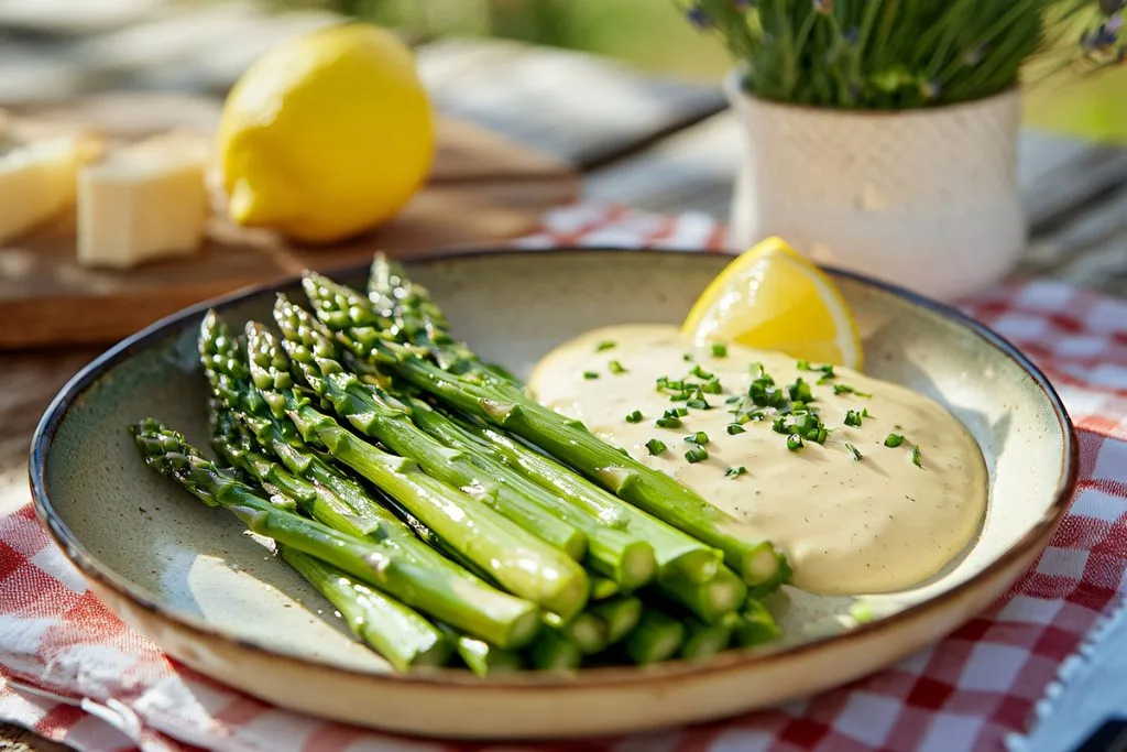 Asperges rôties et sa mousseline