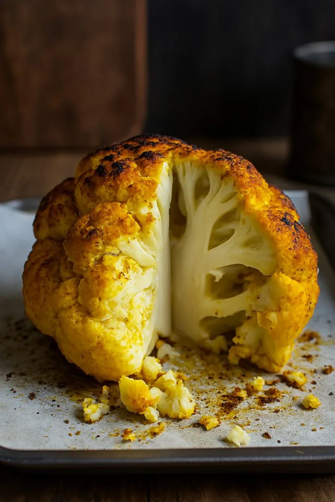 Chou-fleur entier au curry rôti au four