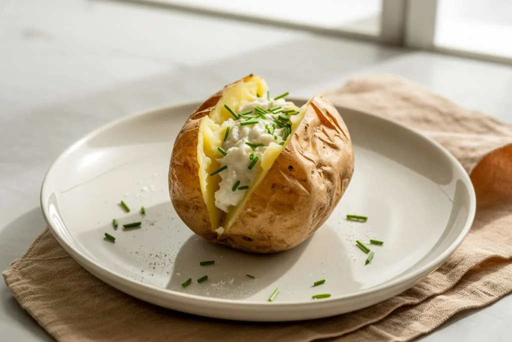 Pommes de terre au four, crème ciboulette