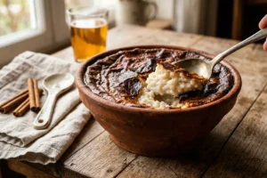 Teurgoule Normande dans un plat en terre cuite