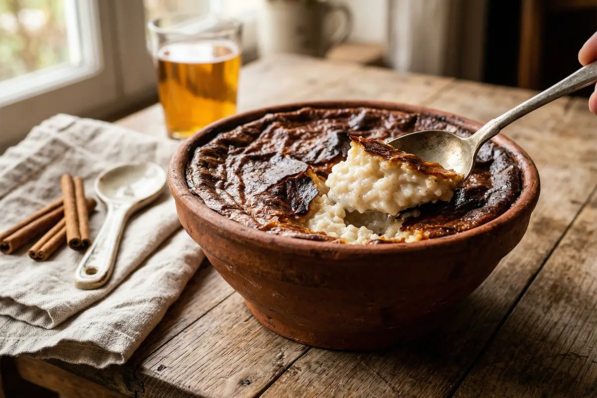 Teurgoule Normande dans un plat en terre cuite