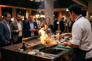 Démonstration showcooking lors d"un buffet
